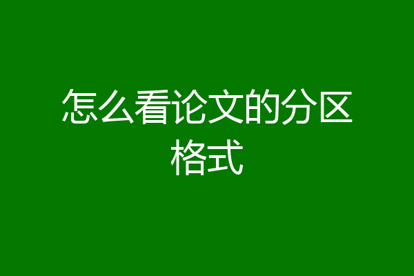 怎么看论文的分区格式