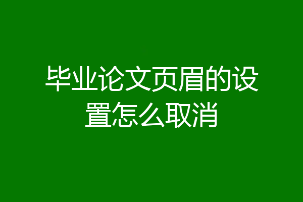 毕业论文页眉的设置怎么取消