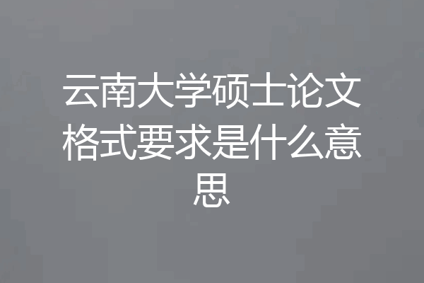 云南大学硕士论文格式要求是什么意思