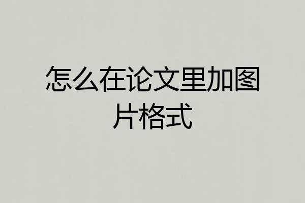 怎么在论文里加图片格式