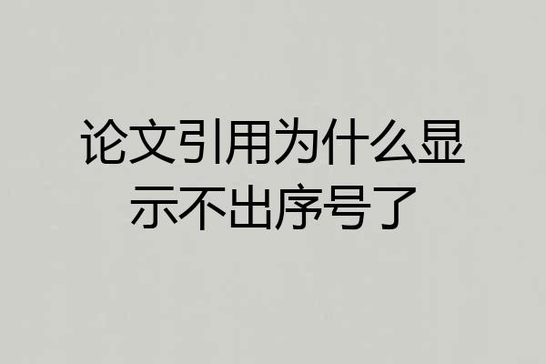 论文引用为什么显示不出序号了