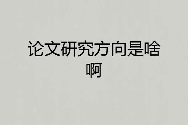 论文研究方向是啥啊