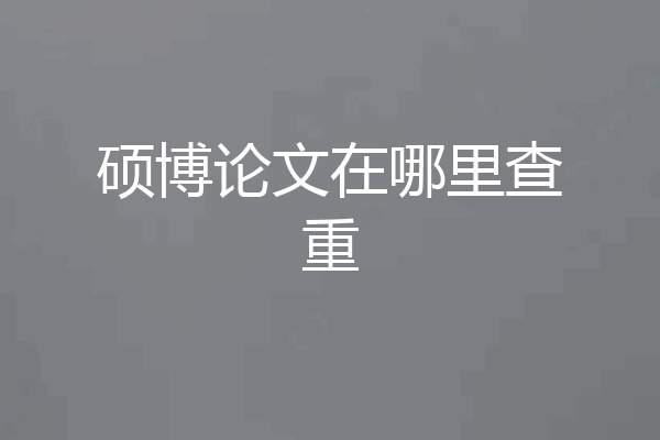 硕博论文在哪里查重