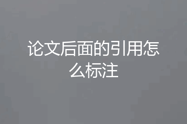 论文后面的引用怎么标注