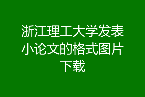 浙江理工大学发表小论文的格式图片下载