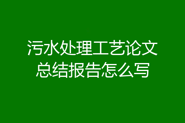 污水处理工艺论文总结报告怎么写