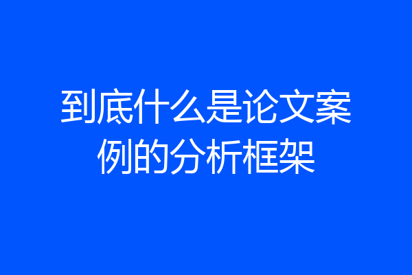到底什么是论文案例的分析框架