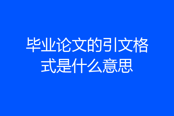 毕业论文的引文格式是什么意思