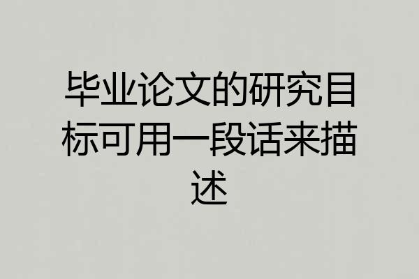 毕业论文的研究目标可用一段话来描述