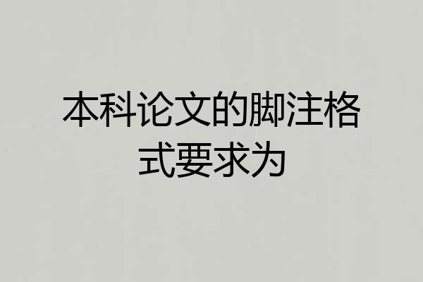 本科论文的脚注格式要求为