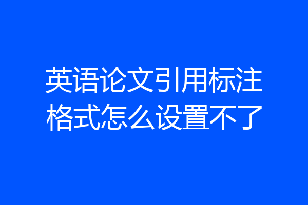 英语论文引用标注格式怎么设置不了