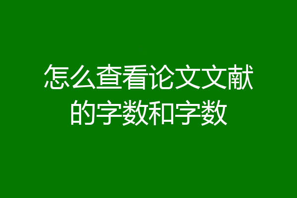 怎么查看论文文献的字数和字数