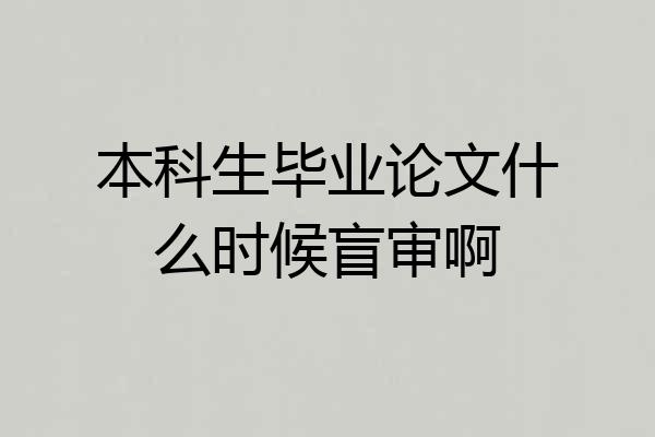 本科生毕业论文什么时候盲审啊
