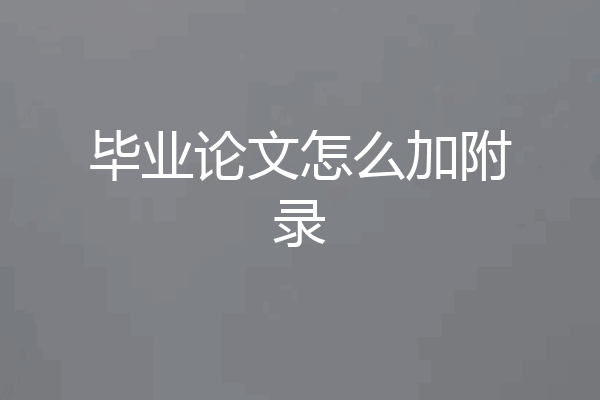毕业论文怎么加附录