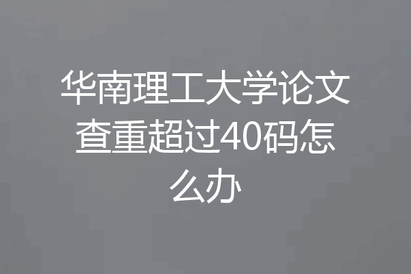 华南理工大学论文查重超过40码怎么办