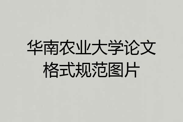 华南农业大学论文格式规范图片
