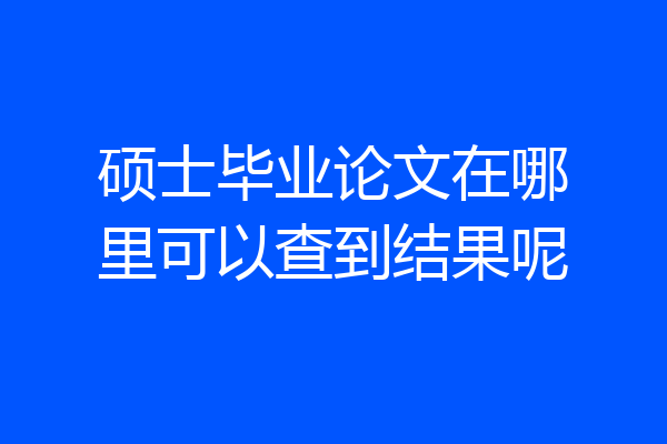 硕士毕业论文在哪里可以查到结果呢