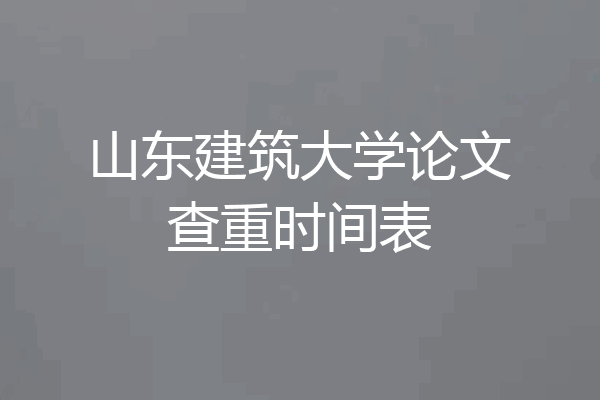 山东建筑大学论文查重时间表