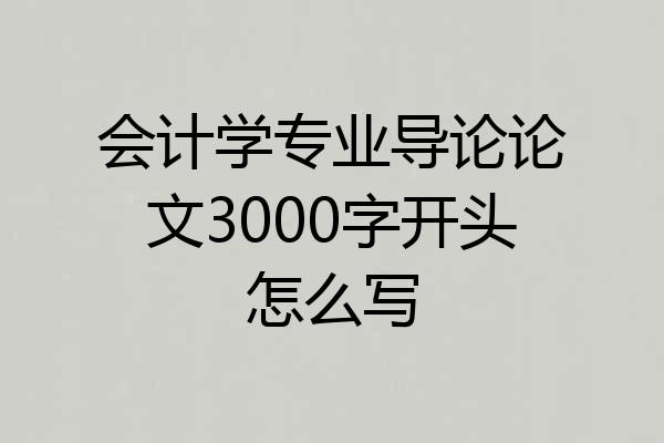 会计学专业导论论文3000字开头怎么写