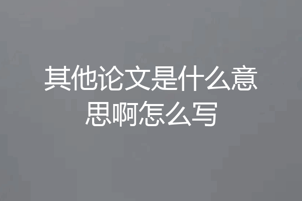 其他论文是什么意思啊怎么写
