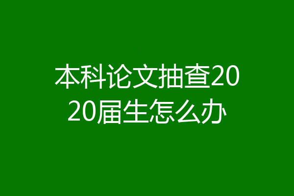 本科论文抽查2020届生怎么办