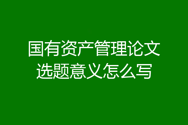 国有资产管理论文选题意义怎么写