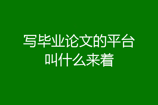 写毕业论文的平台叫什么来着