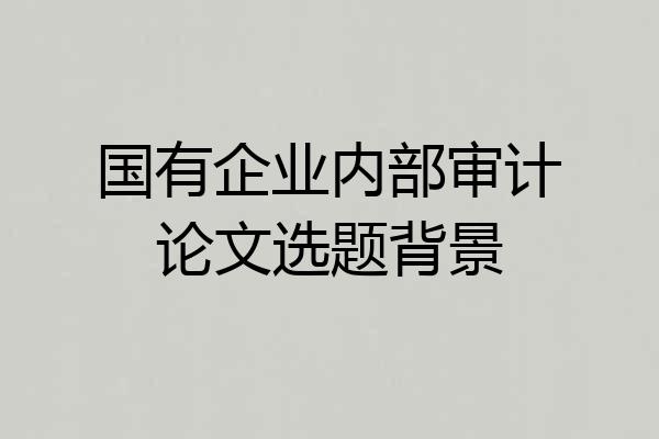 国有企业内部审计论文选题背景