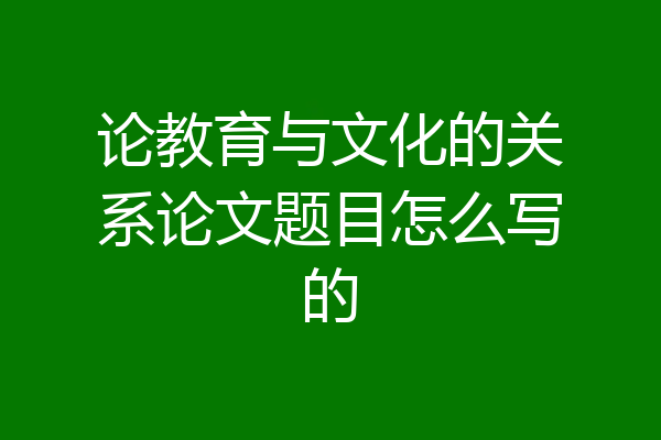 论教育与文化的关系论文题目怎么写的