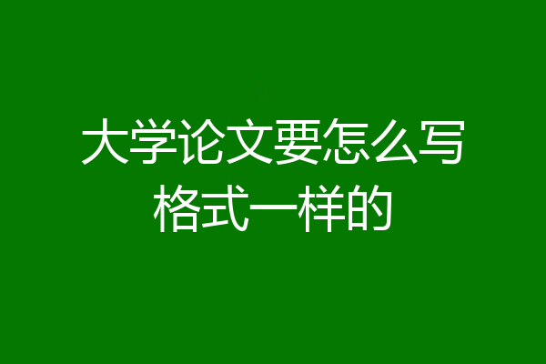 大学论文要怎么写格式一样的