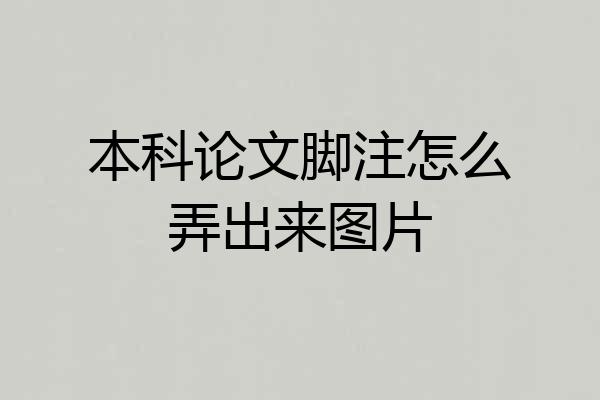 本科论文脚注怎么弄出来图片