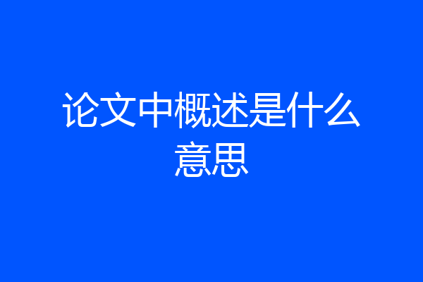 论文中概述是什么意思