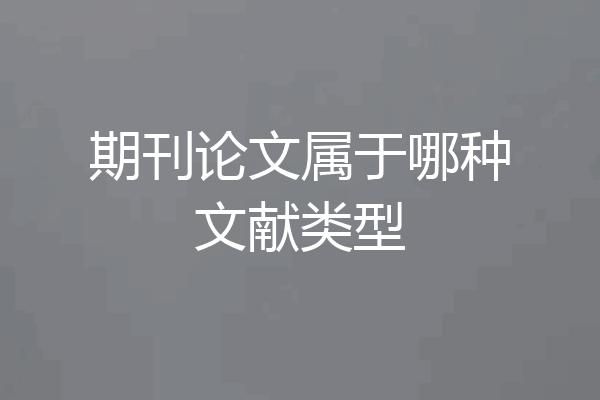 期刊论文属于哪种文献类型