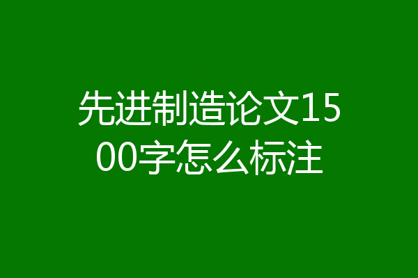 先进制造论文1500字怎么标注