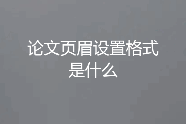 论文页眉设置格式是什么