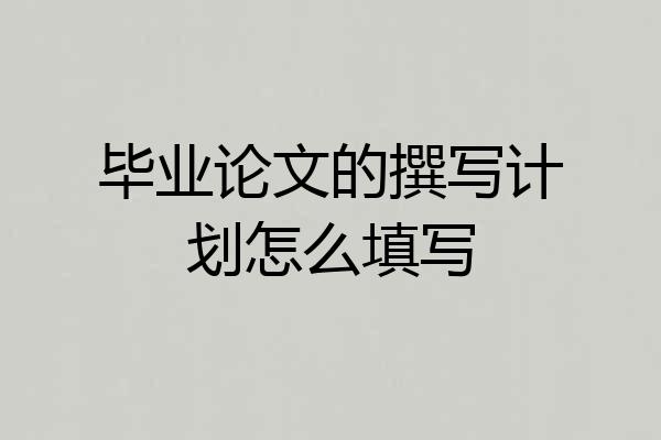 毕业论文的撰写计划怎么填写