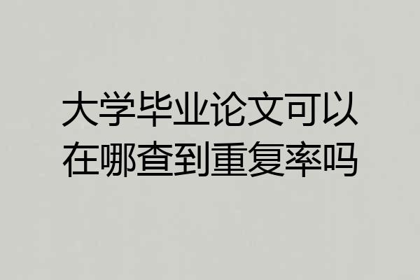 大学毕业论文可以在哪查到重复率吗