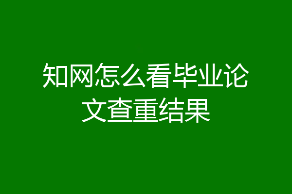 知网怎么看毕业论文查重结果