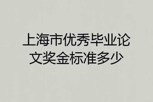 上海市优秀毕业论文奖金标准多少