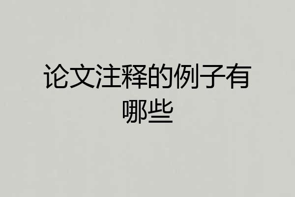 论文注释的例子有哪些