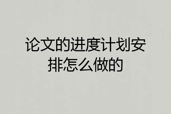 论文的进度计划安排怎么做的