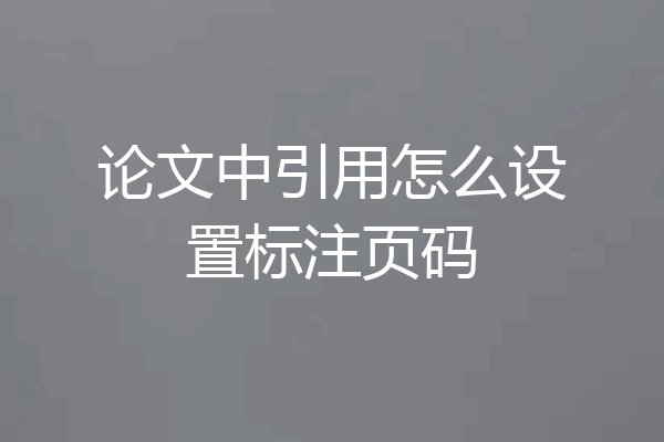 论文中引用怎么设置标注页码