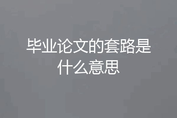 毕业论文的套路是什么意思