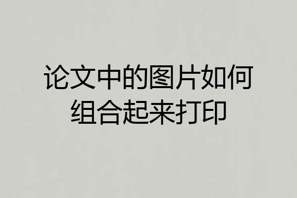 论文中的图片如何组合起来打印