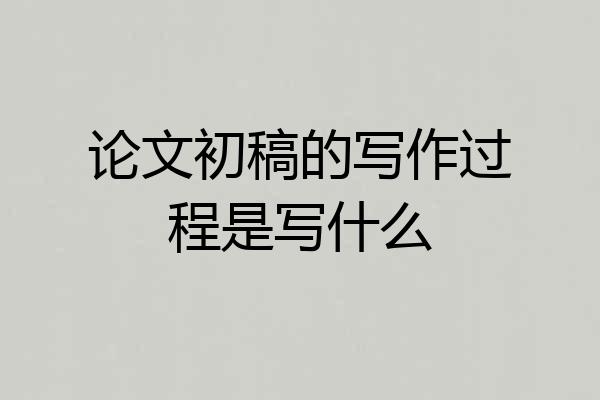 论文初稿的写作过程是写什么