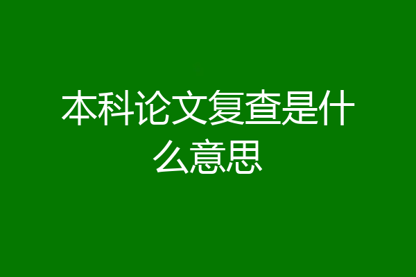 本科论文复查是什么意思