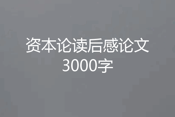 资本论读后感论文3000字