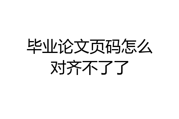 毕业论文页码怎么对齐不了了