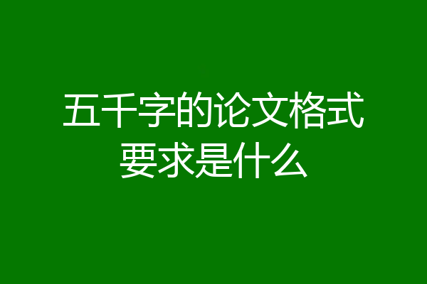 五千字的论文格式要求是什么