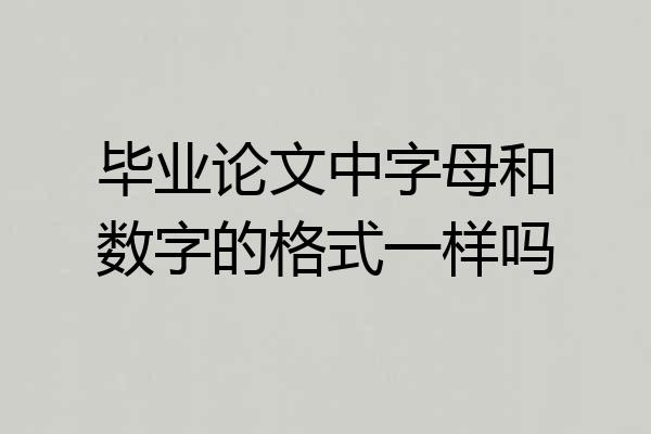 毕业论文中字母和数字的格式一样吗